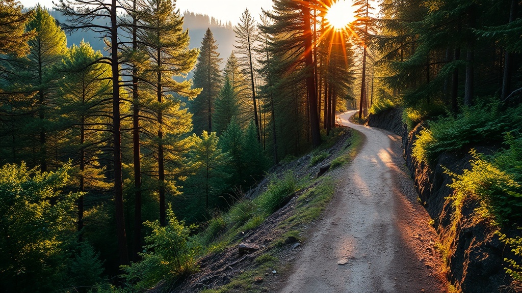 장시간 지속되는 롱런 훈련 경로를 나타내는 자연 트레일 이미지